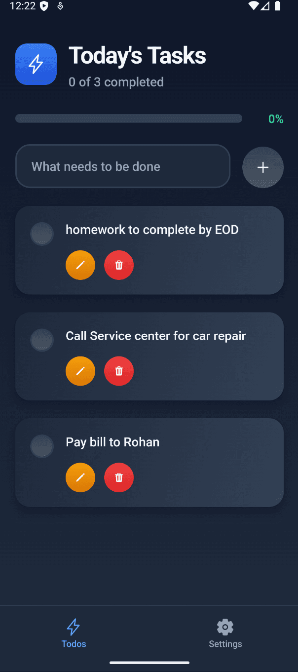 Todo Application project screenshot